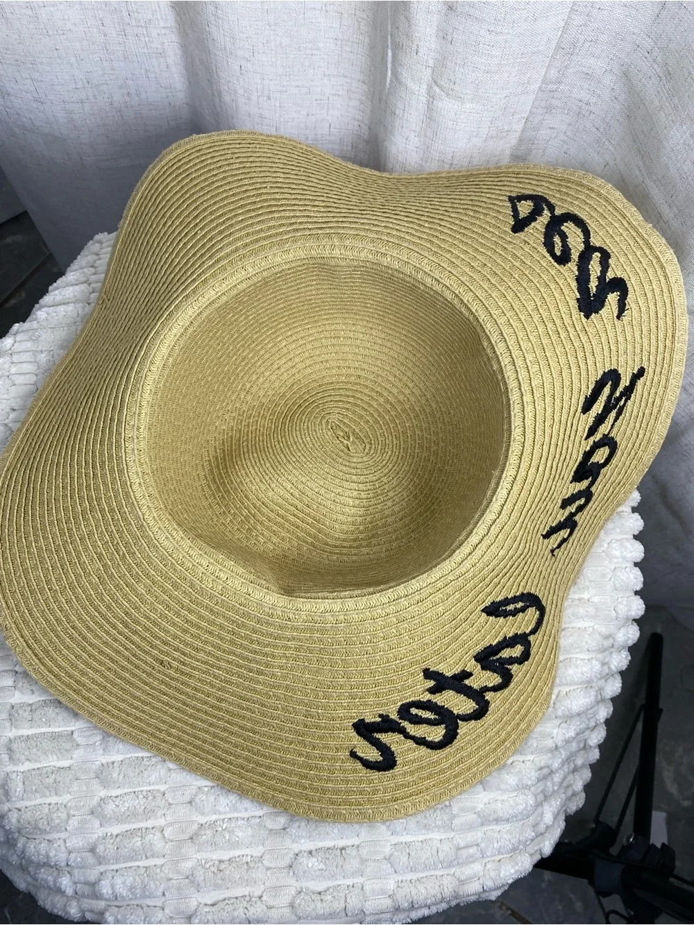 Sea You Later Straw Sun Hat Wide Floppy Brim Embroidered Beach Vacation Hat